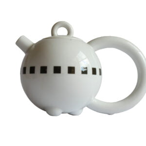 Fantasia Teapot by Matteo Thun for Arzberg, Germany, 1980s A pure Memphis style teapot by Matteo Thun for Arzberg Porzellan Germany. Named "Fantasia". Round body with a oversized round handle, a very small handle on the lid. Decorated around with a black blocks. Released at the "Think big" 1989 Milan furniture fair.