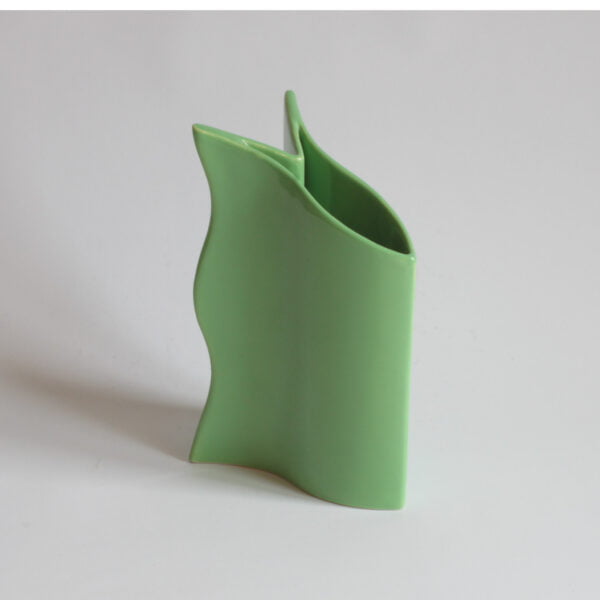Postmodern green ceramic fish vase by ASA, Germany 1980s. 2