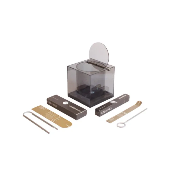 A modernist acrylic ice bucket by studio OPI for Cini & Nils, Italy 1969-1971. Consisting of an ice bucket, ice tongs and two stirrers.