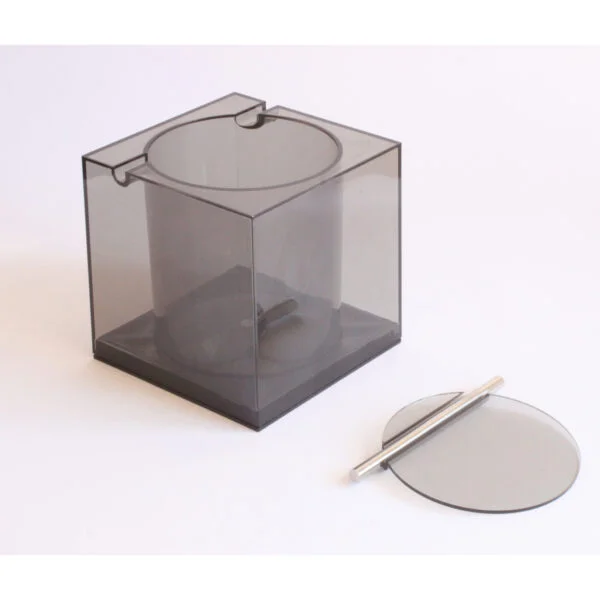 A modernist acrylic ice bucket by studio OPI for Cini & Nils, Italy 1969-1971. Consisting of an ice bucket, ice tongs and two stirrers.