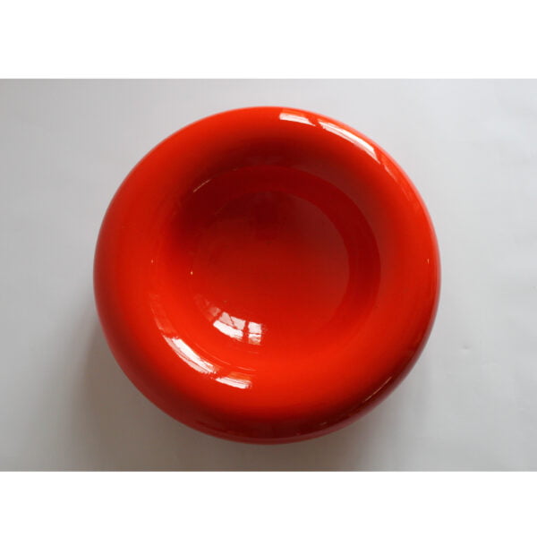 Space age red ceramic tube bowl by S.I.C.A Società Italiana Ceramica Artistica, 1970s.