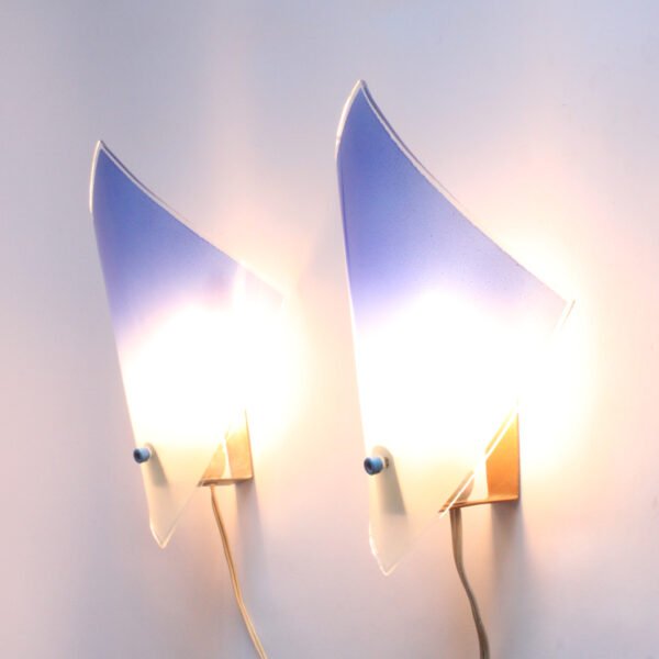 Blue glass wall sconces, 1950s, set of two. 2