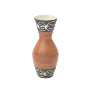 Brick colored vase by Carstens Tonniëshof A brick colored vase decorated with white loops or wires. By Carstens Tonniëshof, West Germany 1970s. Model 653-28 | Century Soup |