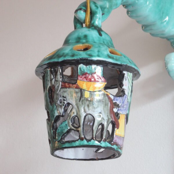 Ceramic seahorse lantern, Vietri Sul Mare 1960s. 3