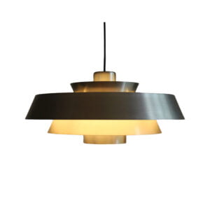 “Nova” pendant lamp by Jo Hammerborg for Fog and Morup Space age ringed metal ceiling lamp "Nova" by Jo Hammerborg for Fog and Morup Denmark . Nova pendant lamp Model E2367/80 from the Fog & Mørup 1963 catalogue. Century soup vintage design antiques curiosa collectibles antwerp.