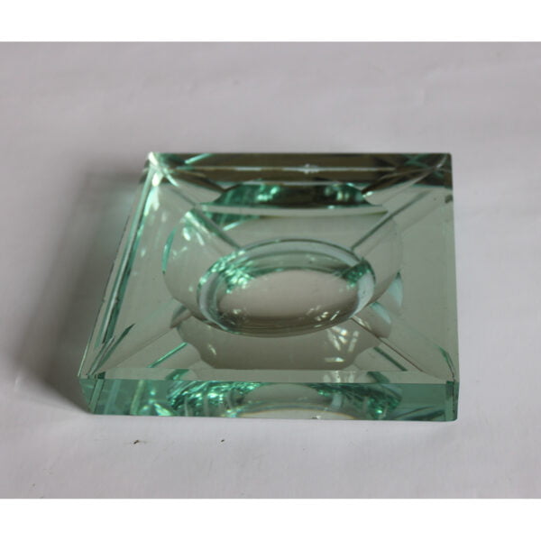 Green square mirrored glass art deco ashtray by jean luce for saint gobain.