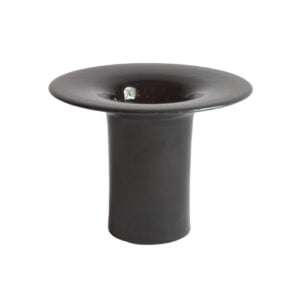 Ceramic disc vase by Ecri Katwijk, the Netherlands A ceramic vase with a disc shaped rim, in a shiny black glaze. By Ecri Katwijk, The Netherlands 1990s | Century Soup |
