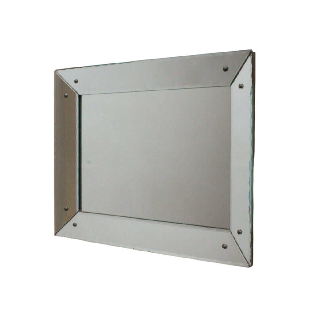 Art deco shadow box mirror with scalloped edges. | Century Soup