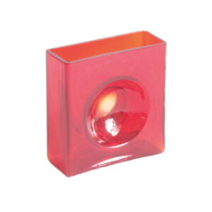 Red Diabolo vase by Christian Tortu A red square glass "diabolo" vase by christian tortu, france. The vase has a round lens effect | Century Soup |