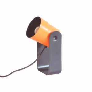 Orange and black table or wall spotlight lamp by Karl Lang for SIS Leuchten, Germany 1976. Model 881, won a I.F. or "internation forum" award in 1976 | Century Soup |