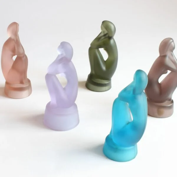 A set of "Centrepiece Lady" statues designed by Jitka Forejtova for Rudolfova - Sklo Union, Czechoslovakia 1959. Stylized bohemian press glass sculptures of a nude woman sitting | Century Soup |