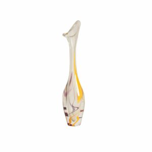 Max Verboeket vase for Kristalunie Maastricht 1960s One-flower-vase Max Verboeket (1922-2015) for Kristalunie Maastricht. A tall handblown vase with a chalice shaped neck, yellow and purple swirls along the body. Every vase of this series loosely follows the same design but with some factor of randomness that makes every piece uniqie. Hence the name "Kristaluniek" Century soup vintage design antiques curiosa collectibles antwerp.