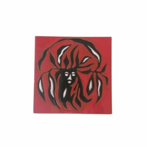 Jean Lurçat Red Dryad Ceramic Tile 1950s Vintage ceramic tile by Jean Lurçat, Sant Vicens, France. Made in the 1950s Mid century modern French ceramic tile depicting a black and white Dryad on an red glazed background.